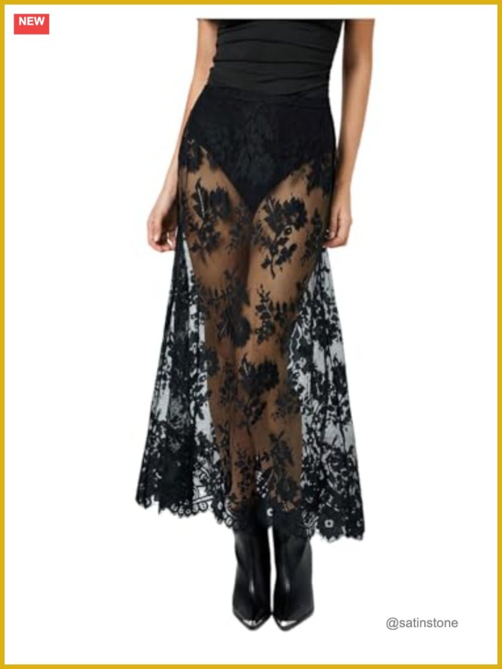 Sheer Lace Maxi Skirt High Waist Night Out Party Floral